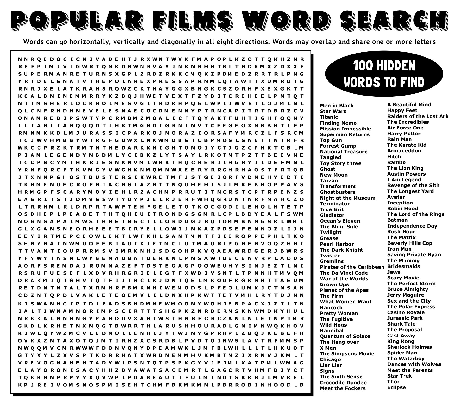 100 Word Word Search Puzzles Printable 100 Word Word Search Puzzles Printable