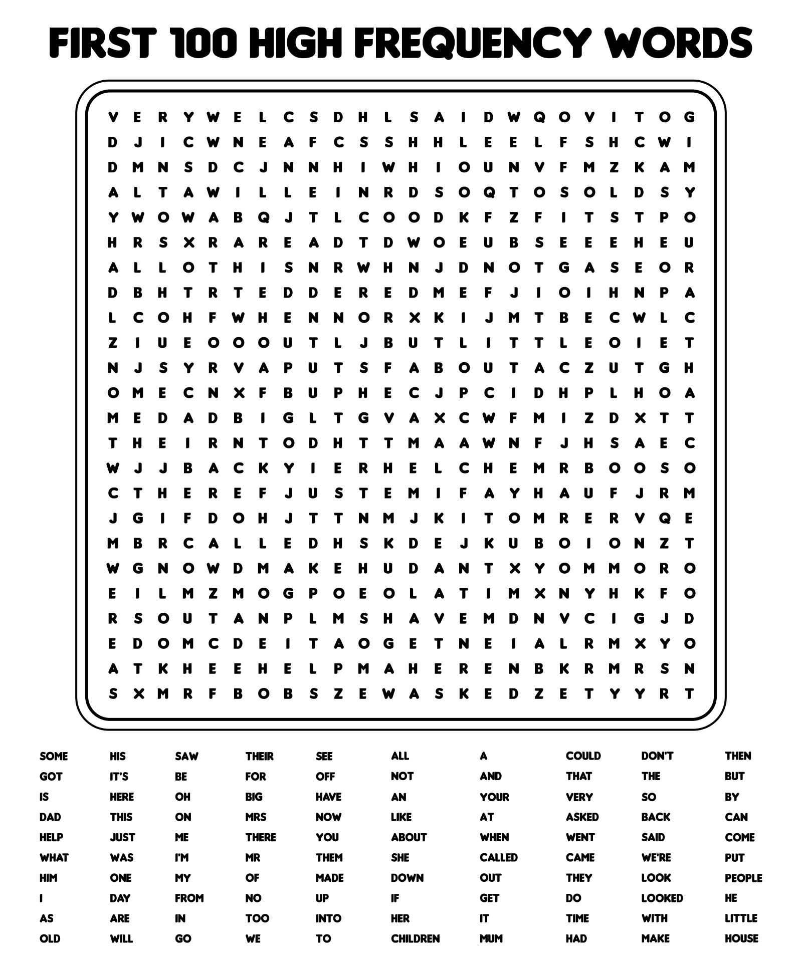 100 Word Printable Word Searches For Learning 100 Word Printable Word Searches For Learning