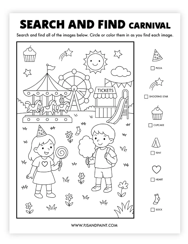 18 Free Printable Search And Find Activities Pjs And Paint