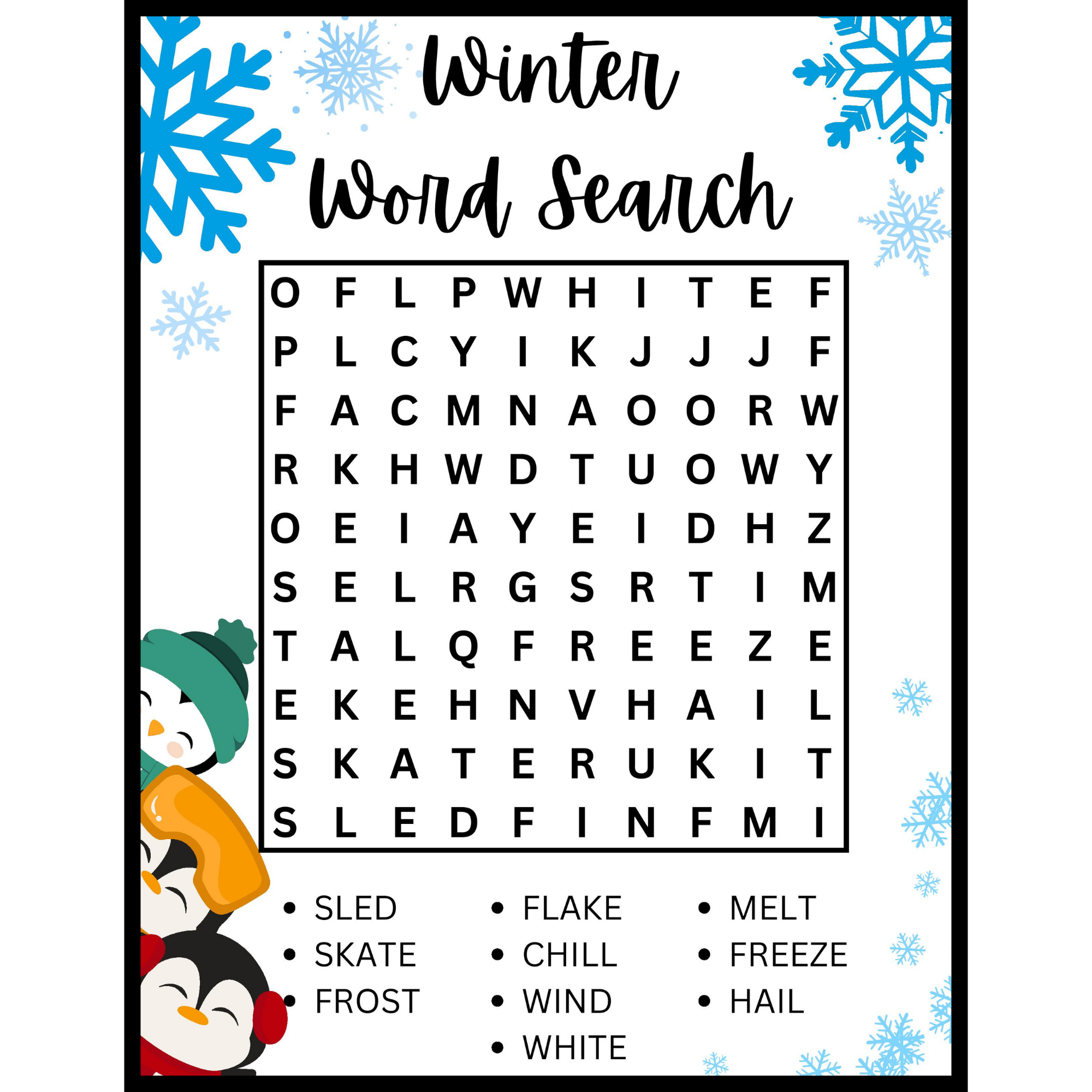 Winter Word Search Printable Free Winter Word Search Printable Free