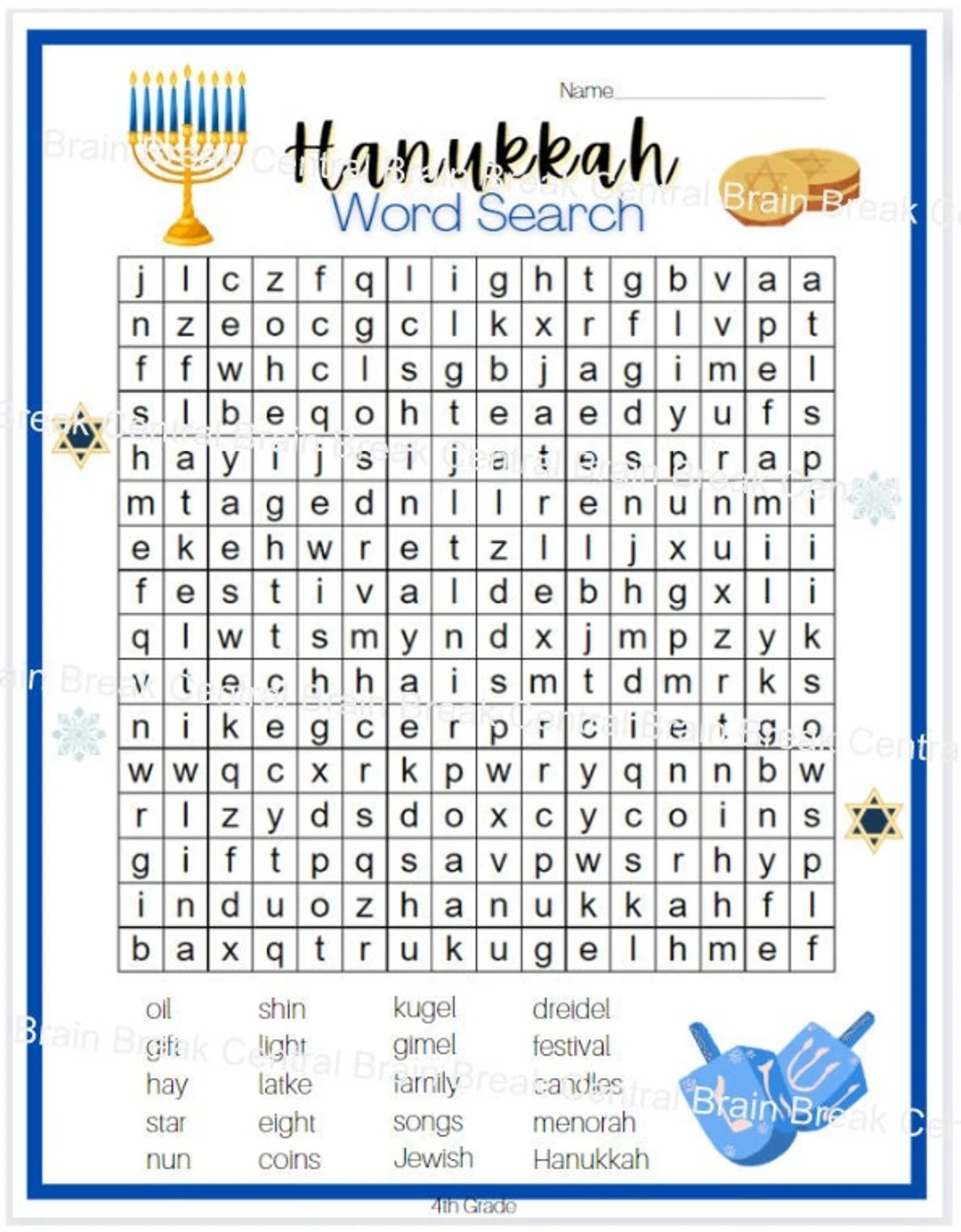 4th Grade Hanukkah Word Search With Answer Key Printable Etsy 4th Grade Hanukkah Word Search With Answer Key Printable Etsy