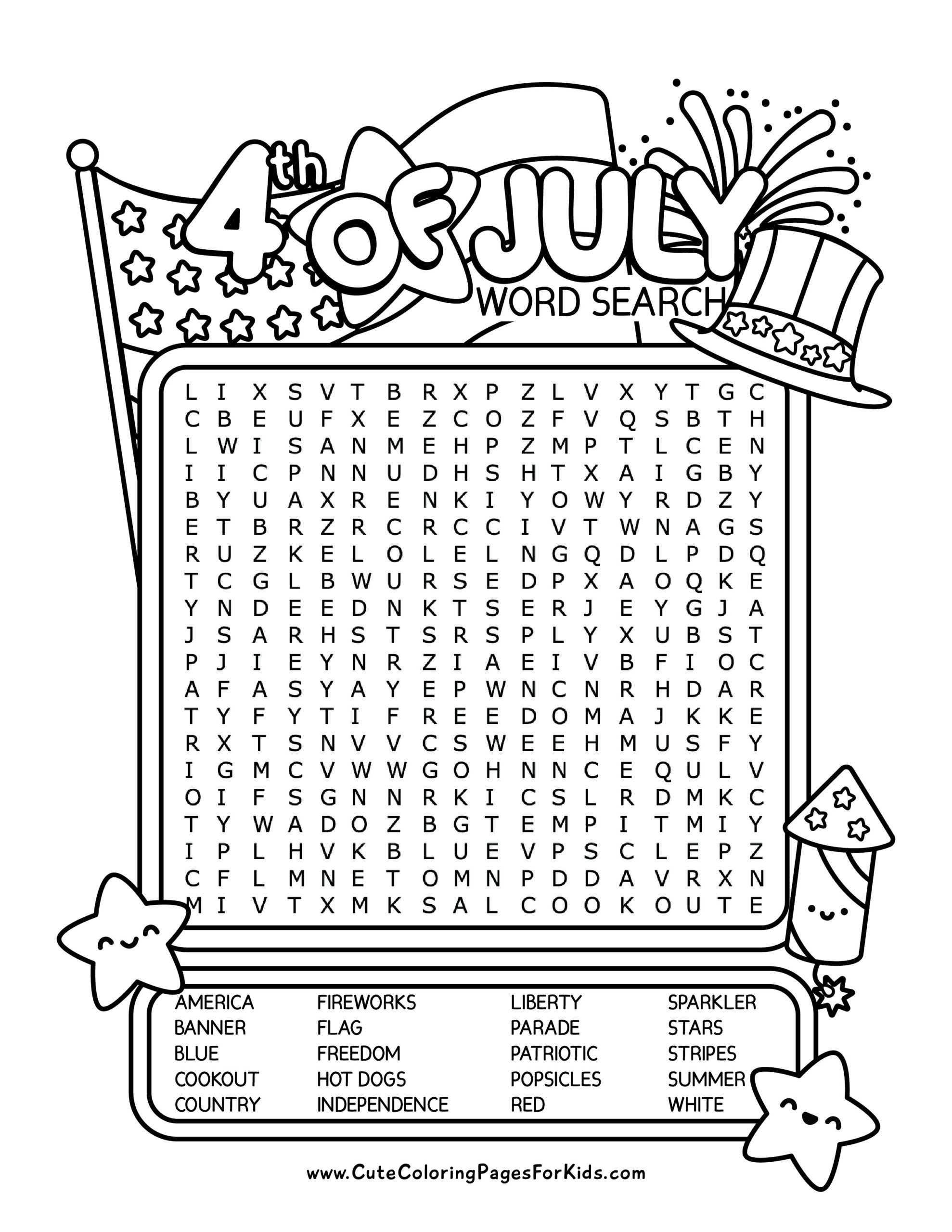 Fourth Of July Word Search Printable Free