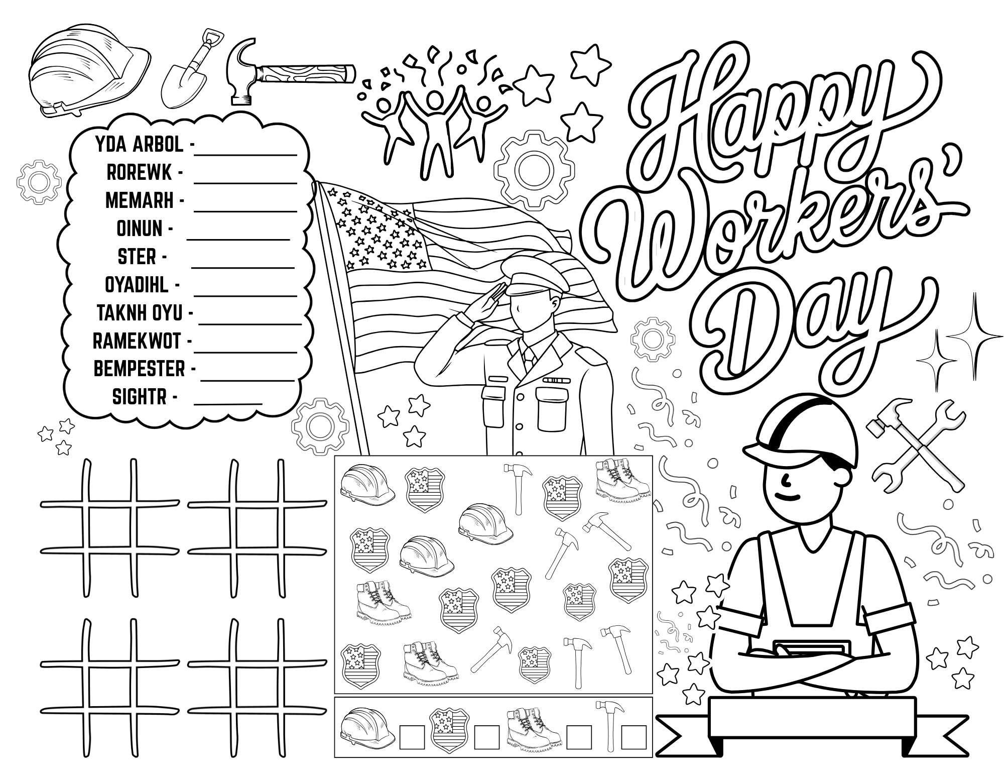 Labor Day Activity Sheets Free Printable