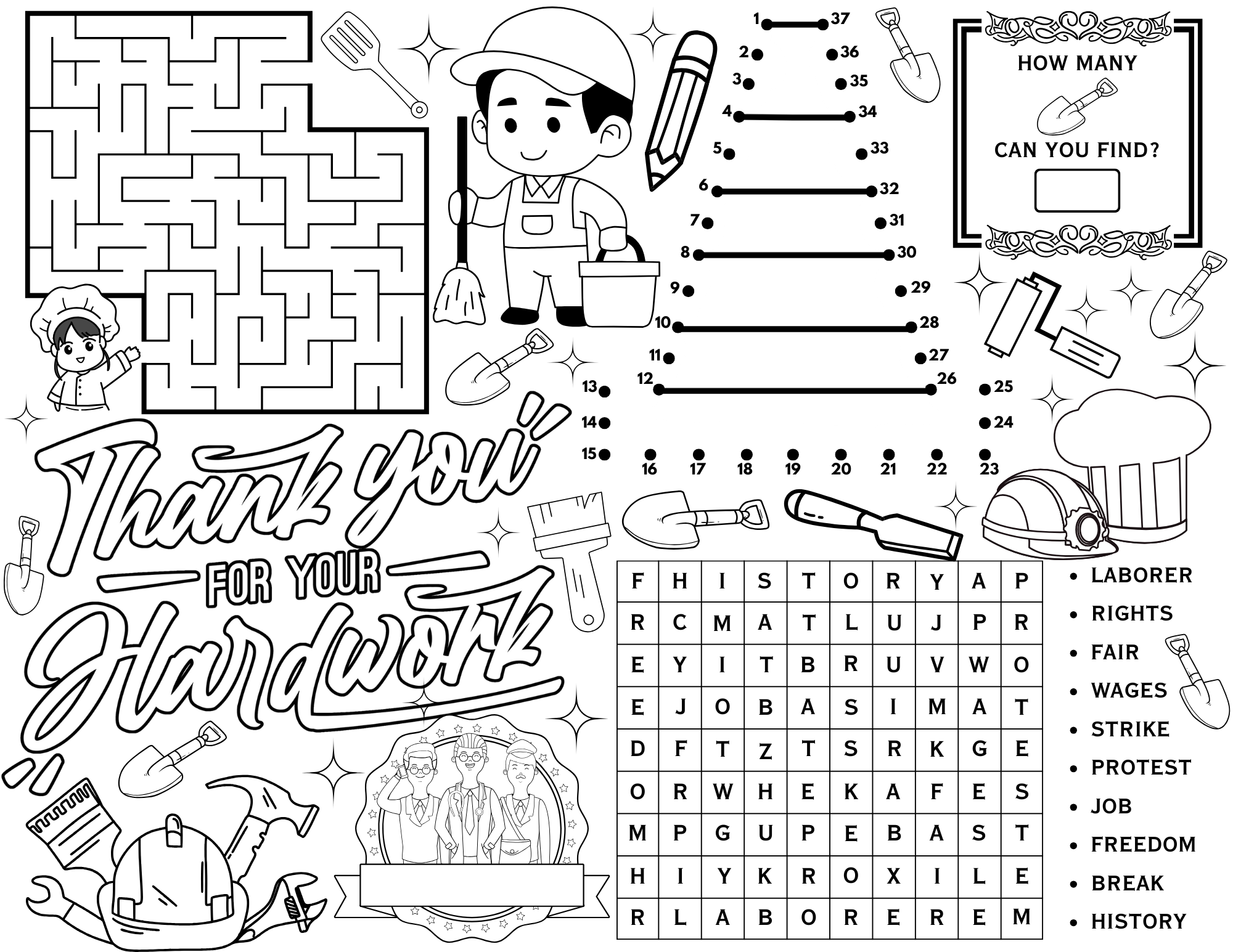 5 Printable Labor Day Activities Pages For Kids Plus An Answer Key 