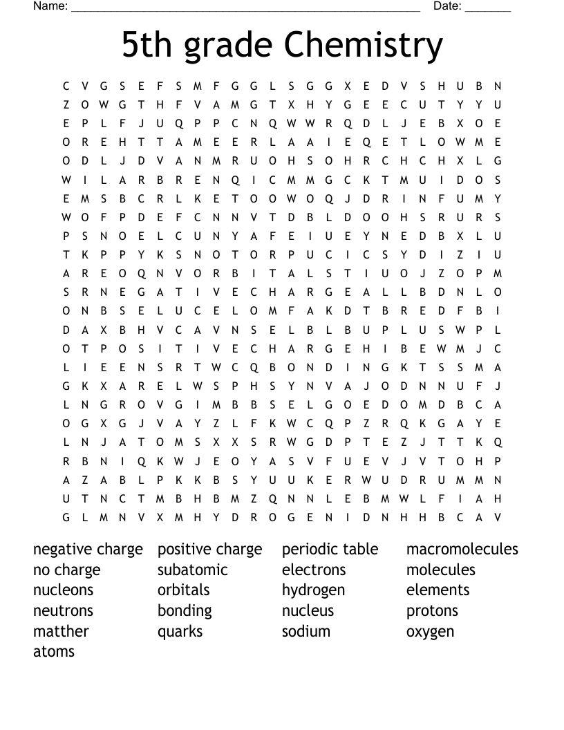 5th Grade Chemistry Word Search WordMint 5th Grade Chemistry Word Search WordMint