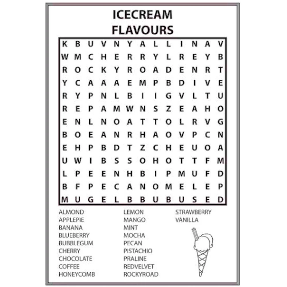 A4 Modern Word Search Book Mega Large Print Challenging Puzzles Easy to Read Format Wide Ditzy Doll