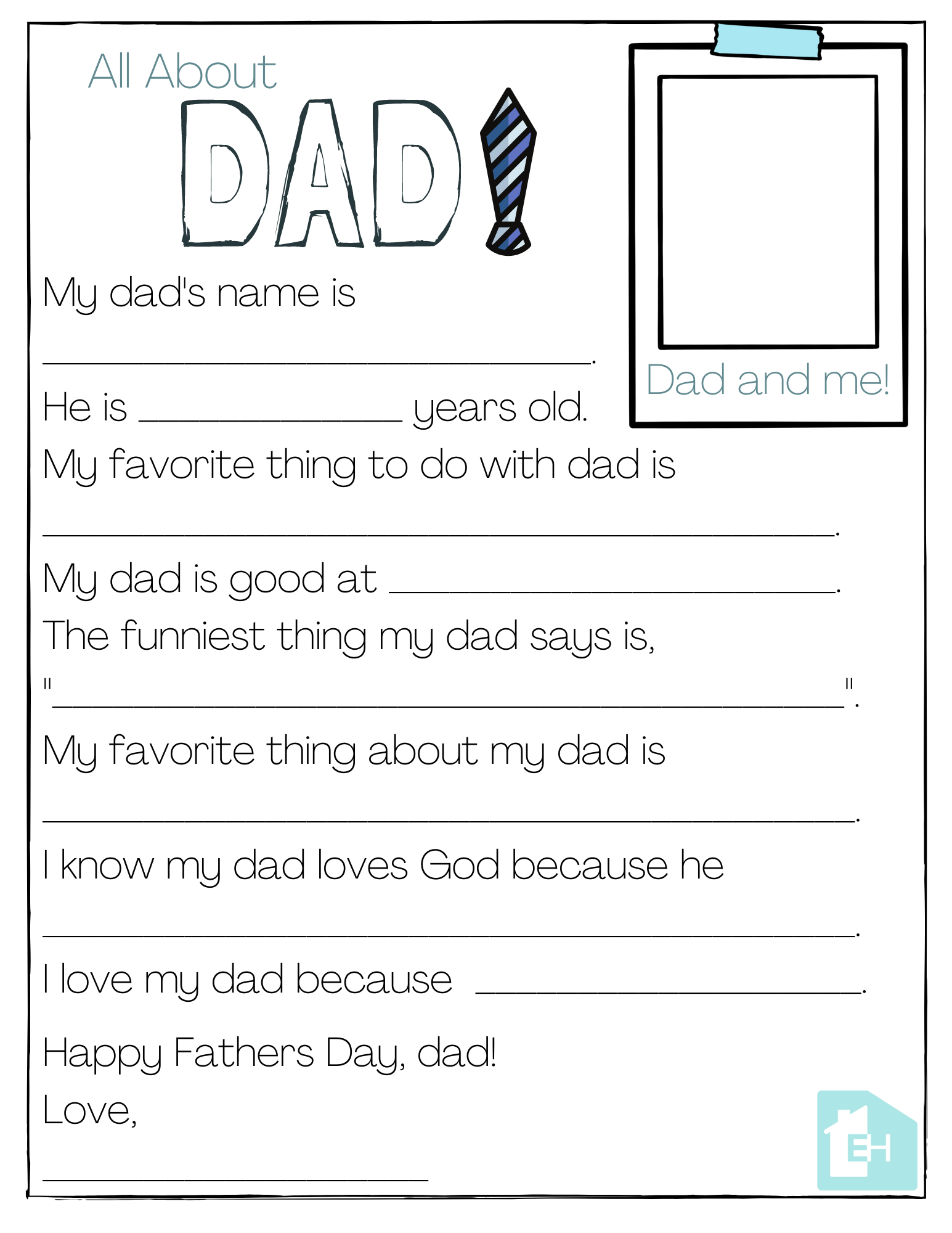 About My Dad Free Printable Empowered Homes About My Dad Free Printable Empowered Homes