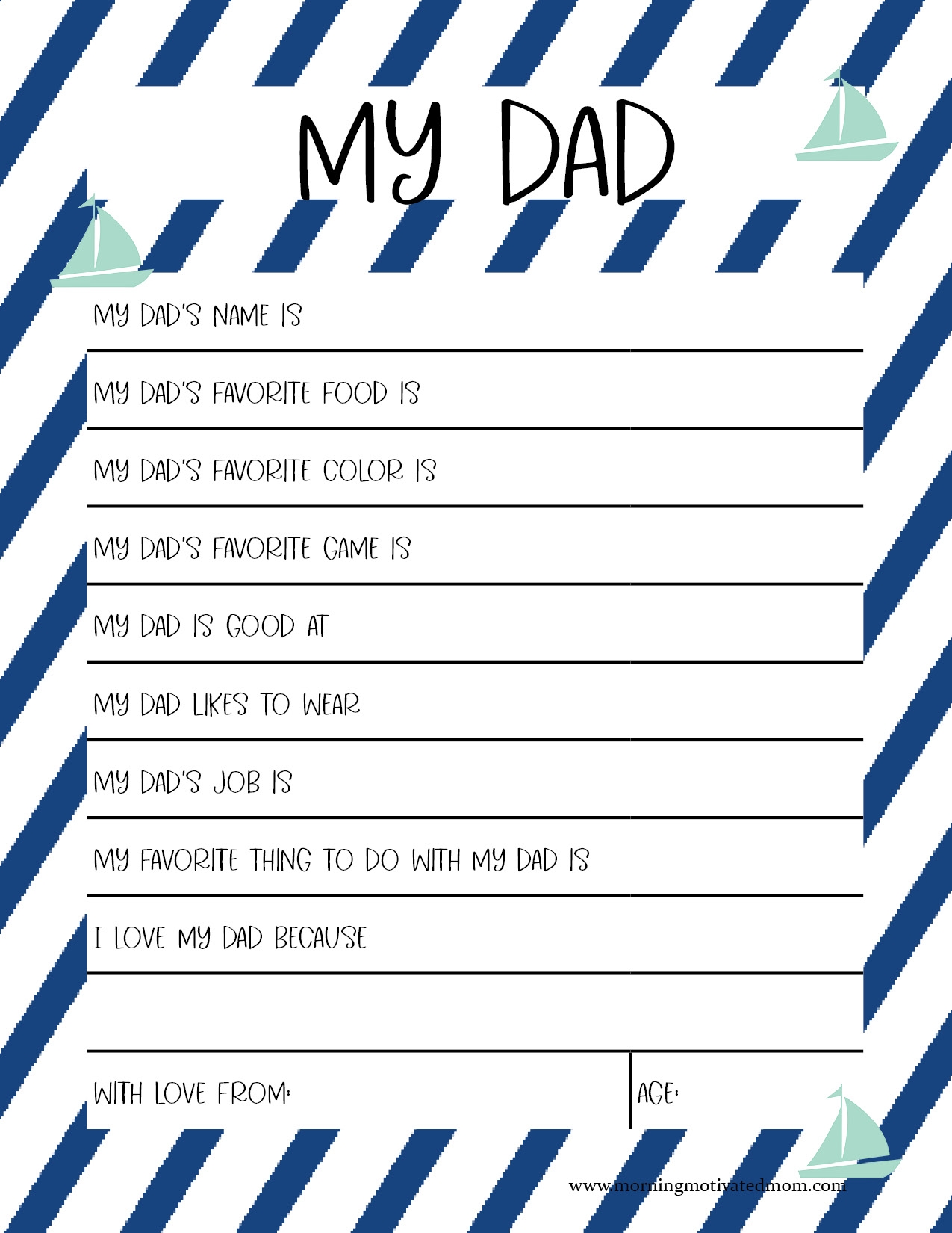 All About Dad Printable Handmade Gift For Dad Morning Motivated Mom All About Dad Printable Handmade Gift For Dad Morning Motivated Mom