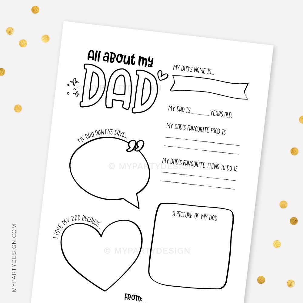 All About My Dad Printable PDF My Party Design All About My Dad Printable PDF My Party Design