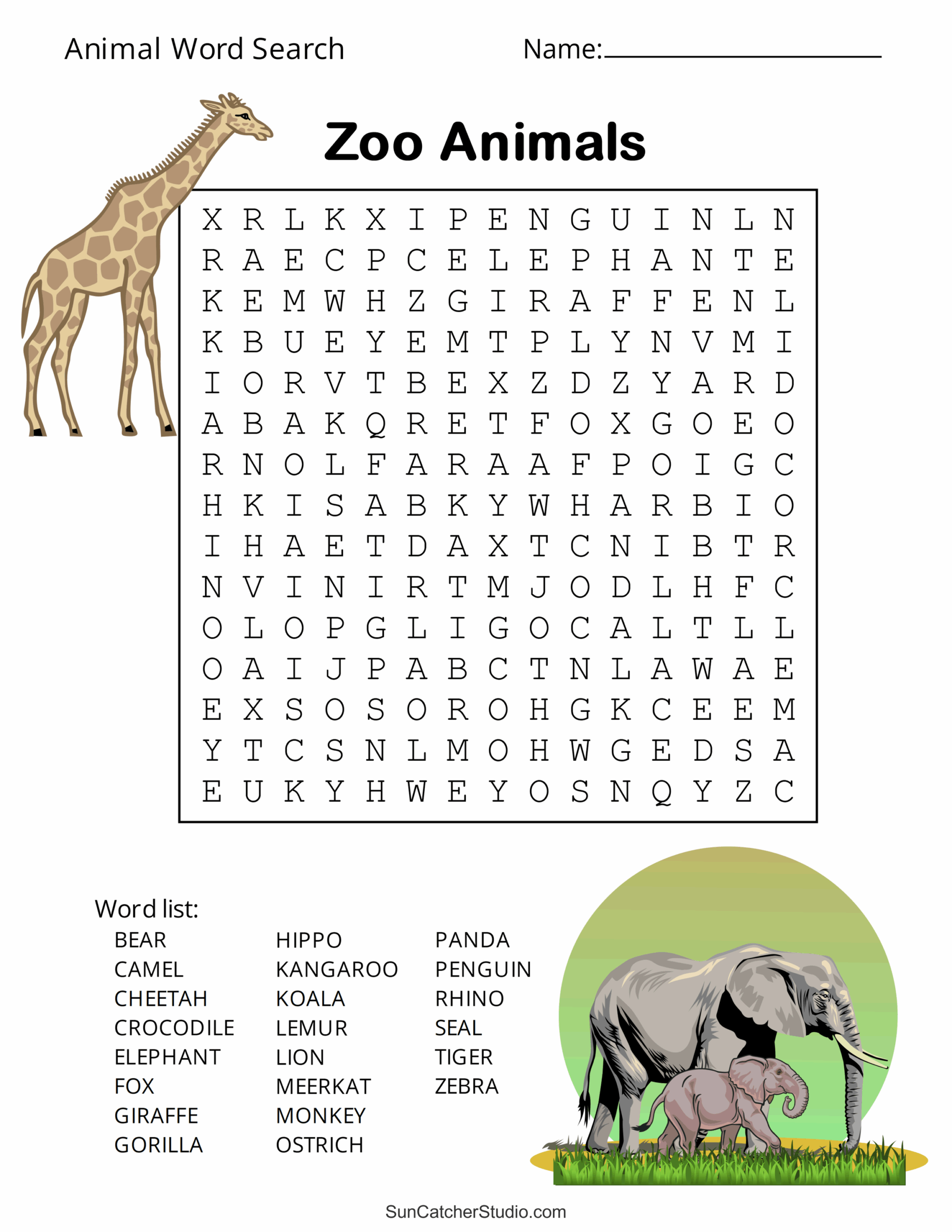 Animal Word Search Free Printable Dog Pet Dinosaur Puzzles Animal Word Search Free Printable Dog Pet Dinosaur Puzzles