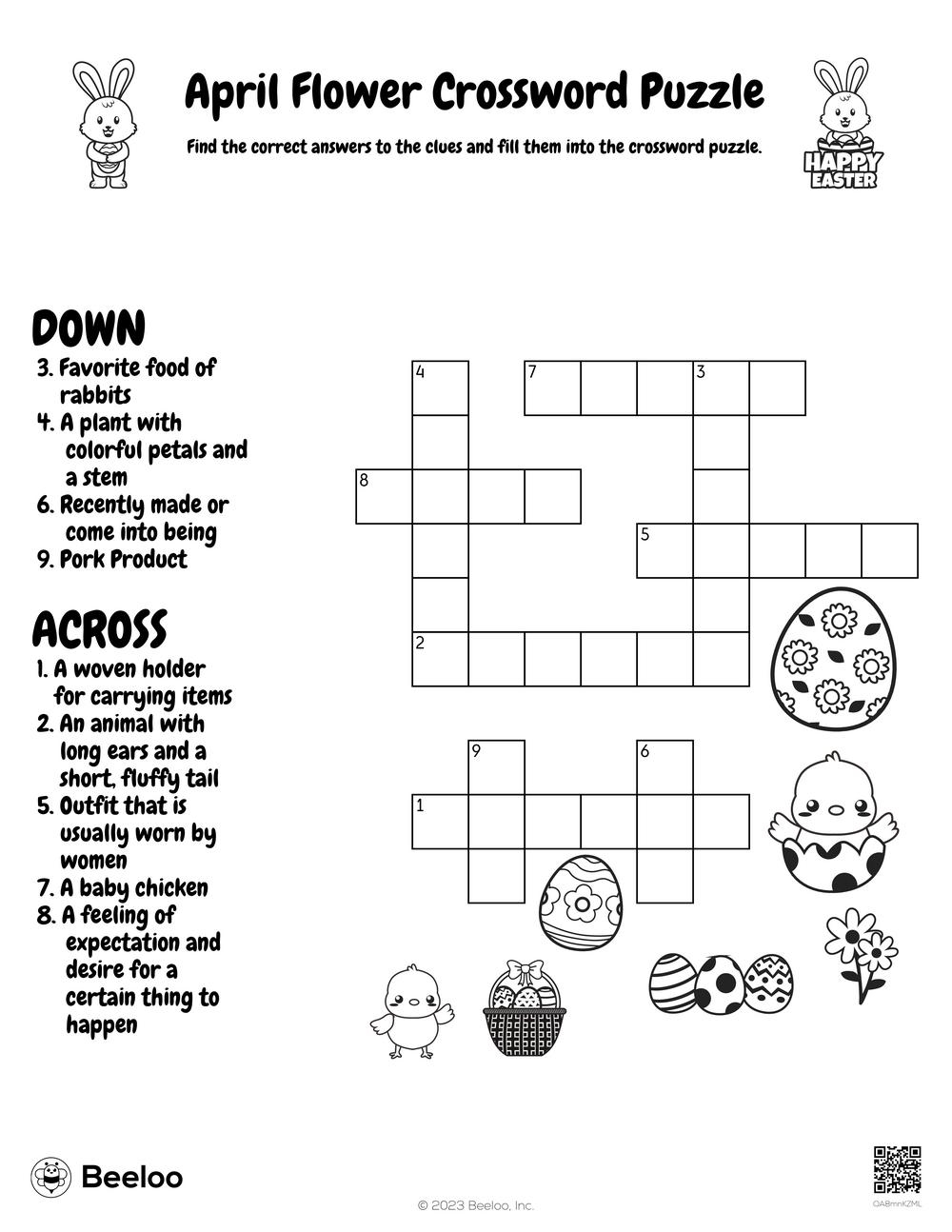April Flower Crossword Puzzle Beeloo Printable Crafts And April Flower Crossword Puzzle Beeloo Printable Crafts And