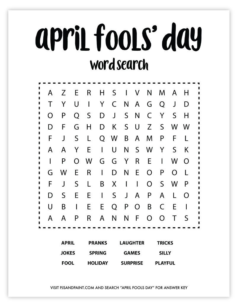 April Fools Day Word Search Prank Game Unsolvable Pjs And Paint April Fools Day Word Search Prank Game Unsolvable Pjs And Paint