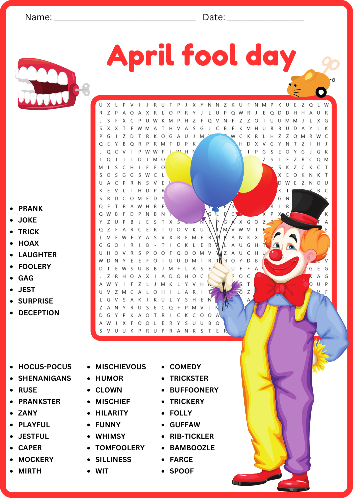 APRIL FOOLS DAY Word Search Puzzle Worksheet Activity Not A Prank Made By Teachers APRIL FOOLS DAY Word Search Puzzle Worksheet Activity Not A Prank Made By Teachers
