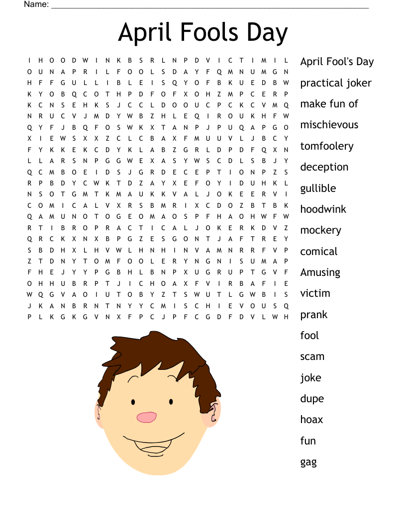 April Fools Day Word Search WordMint April Fools Day Word Search WordMint