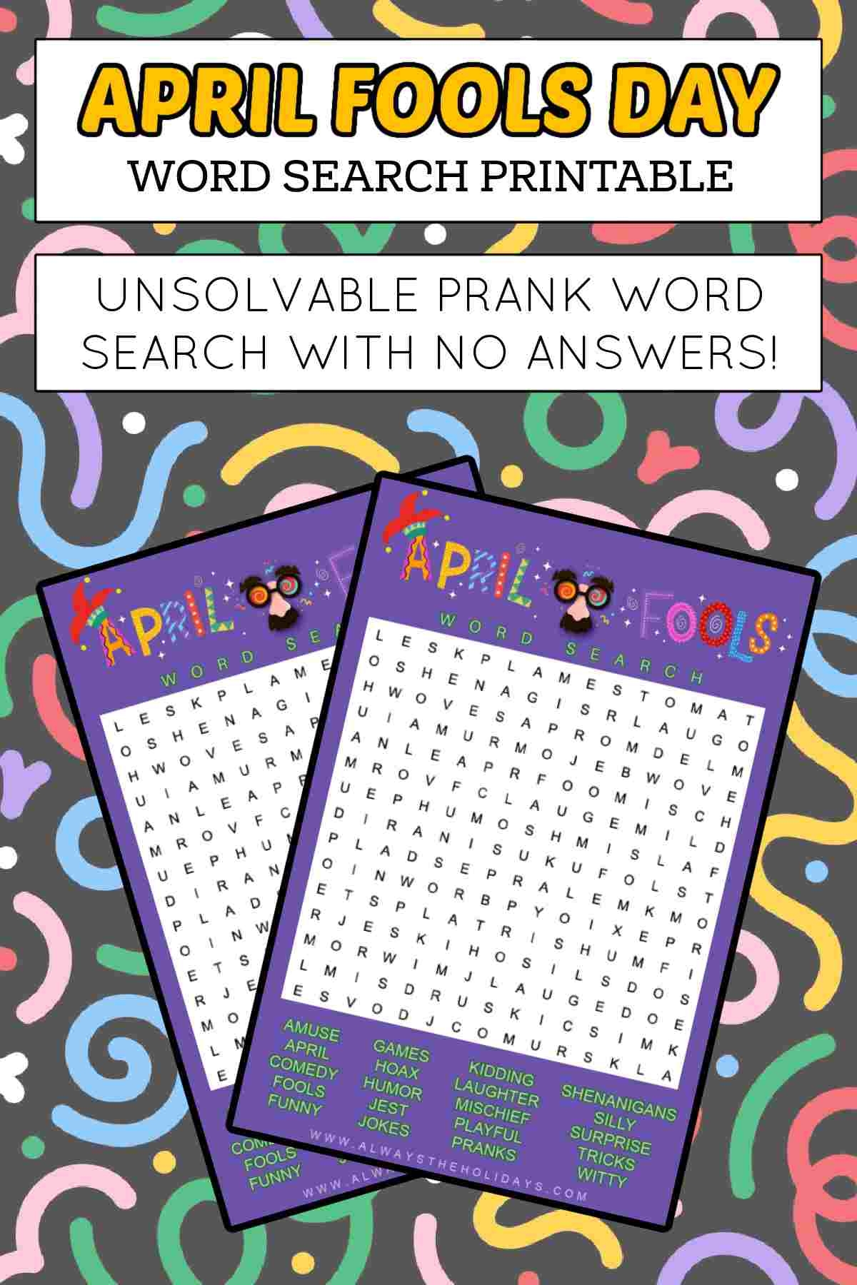 April Fools Word Search Prank Word Search With No Answers April Fools Word Search Prank Word Search With No Answers