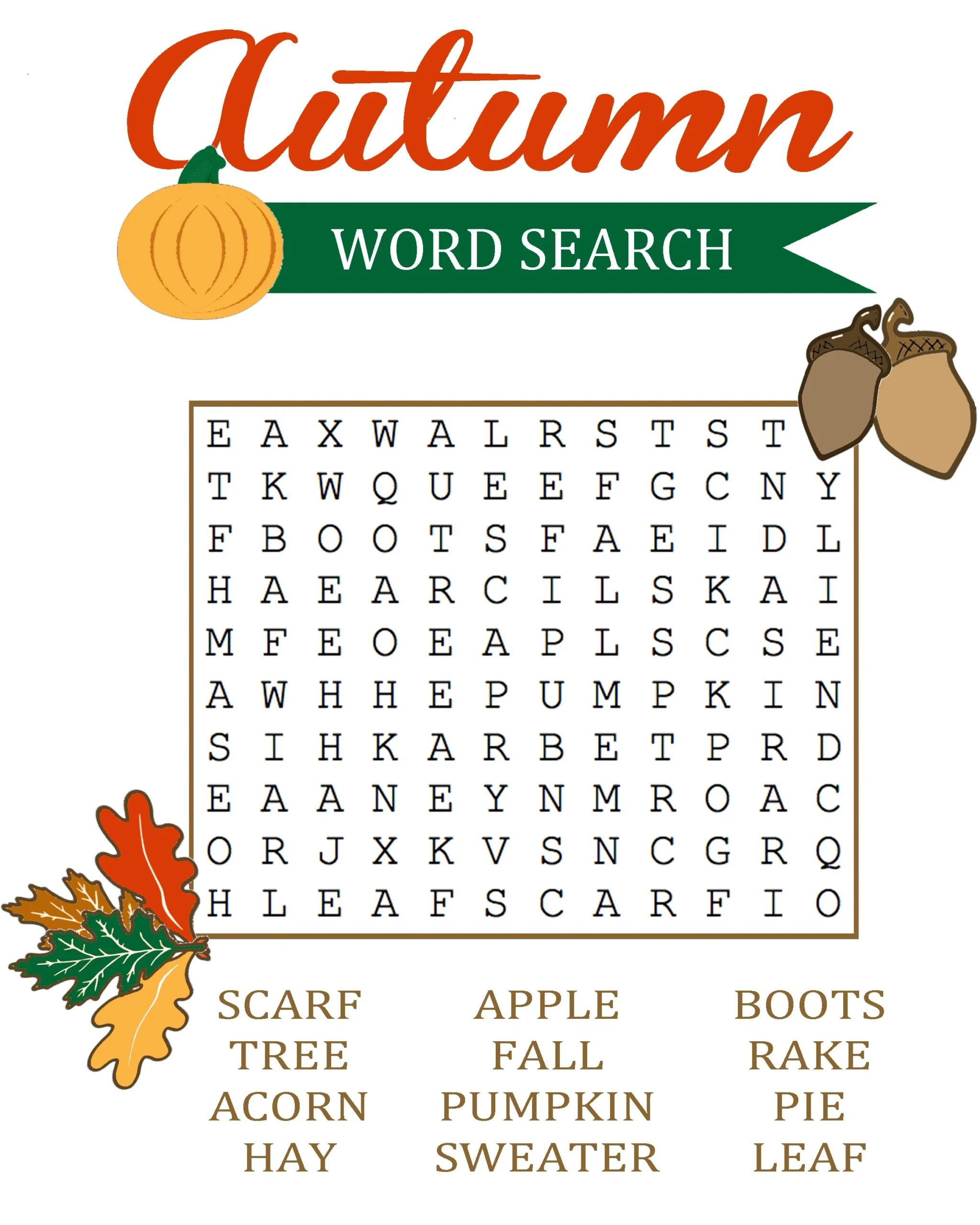 Printable Fall Word Search For Kids Printable Fall Word Search For Kids
