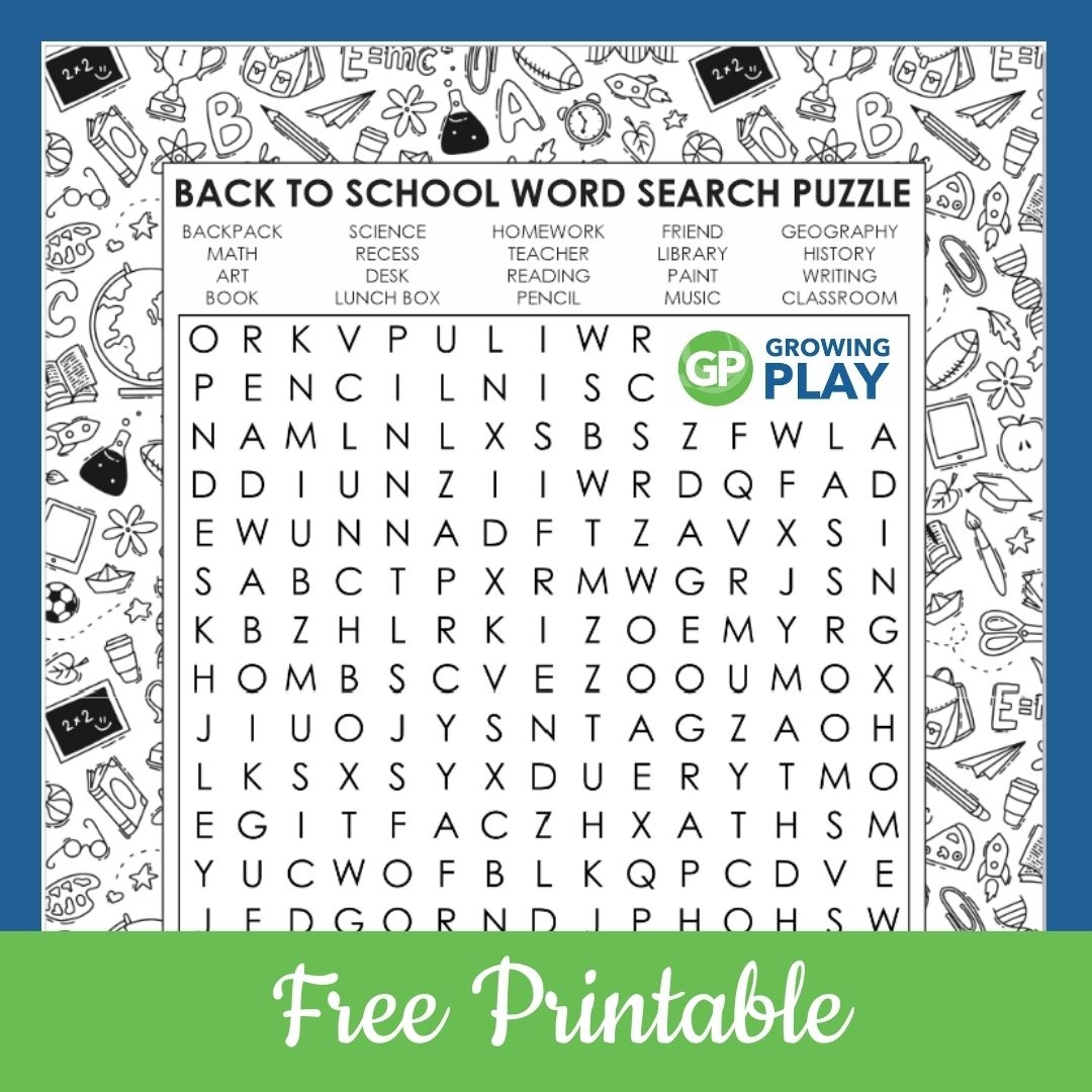Back To School Word Search Free Printable PDF Growing Play Back To School Word Search Free Printable PDF Growing Play