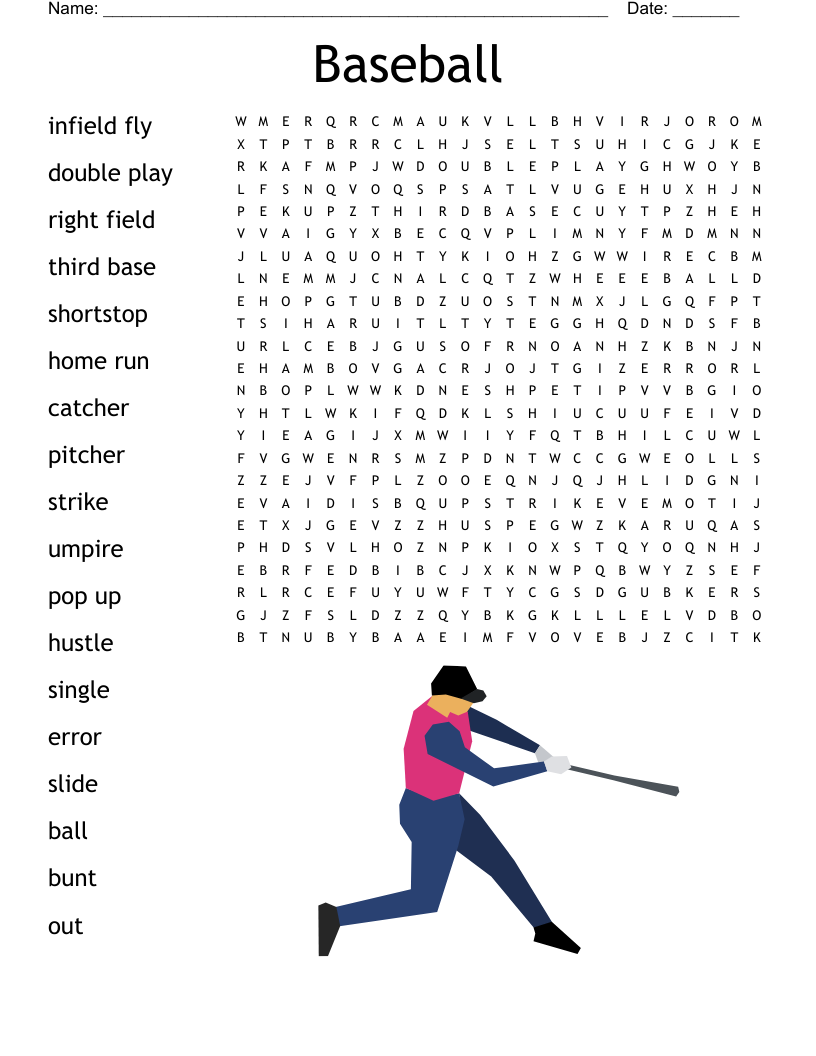 Baseball Word Search WordMint Baseball Word Search WordMint