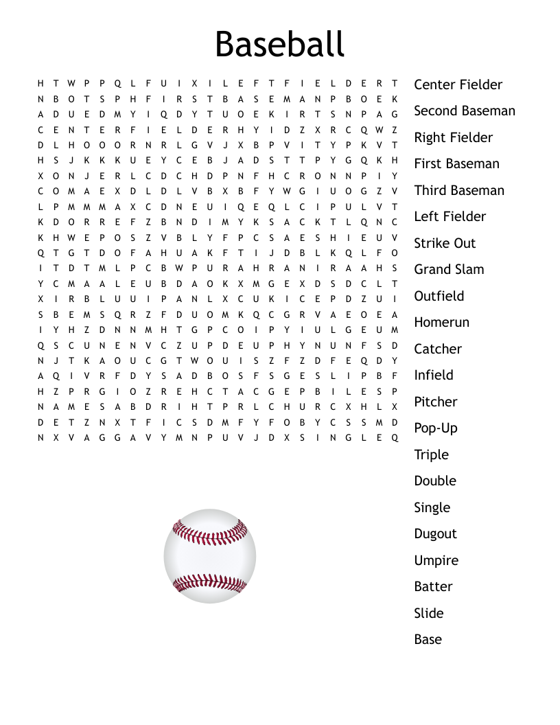Baseball Word Search WordMint Baseball Word Search WordMint