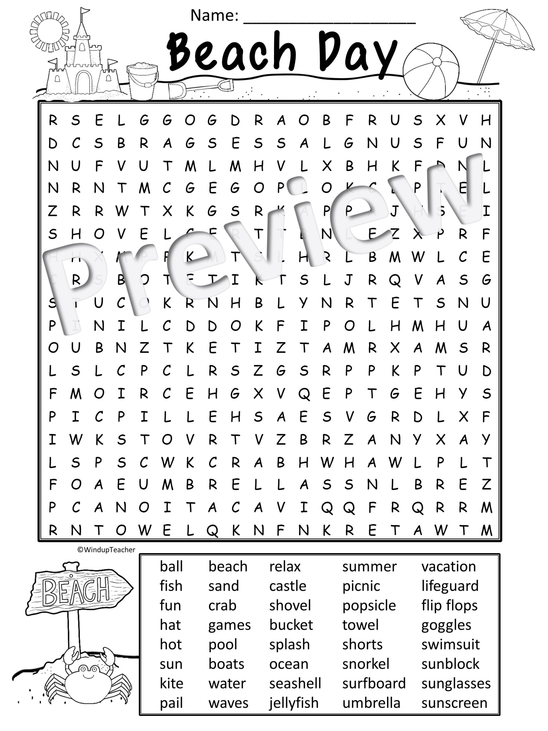 Beach Day Word Search Activity Printable Hard For Grades 5 To Adult Made By Teachers Beach Day Word Search Activity Printable Hard For Grades 5 To Adult Made By Teachers