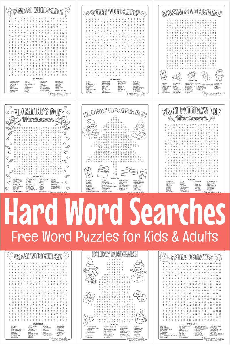 Printable Hard Word Search Puzzles For Adults Printable Hard Word Search Puzzles For Adults