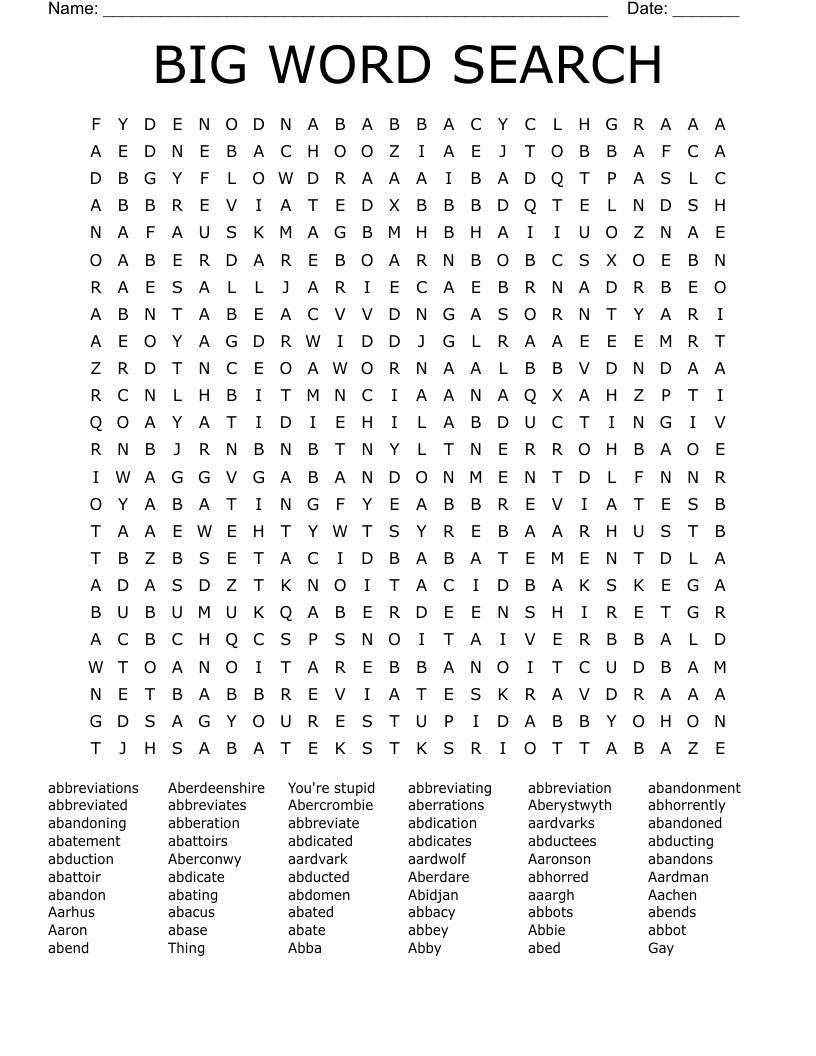 BIG WORD SEARCH WordMint BIG WORD SEARCH WordMint