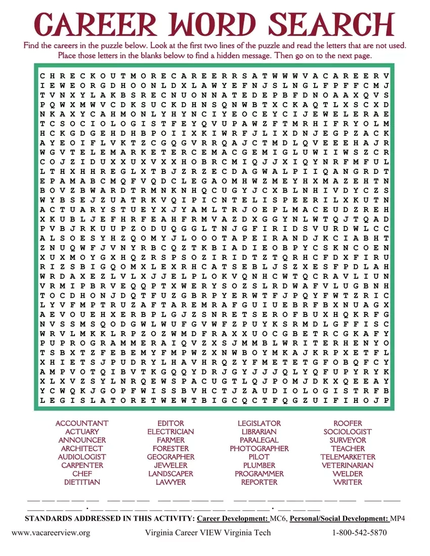 Career Word Search Form Fill Out Printable PDF Forms Online Career Word Search Form Fill Out Printable PDF Forms Online