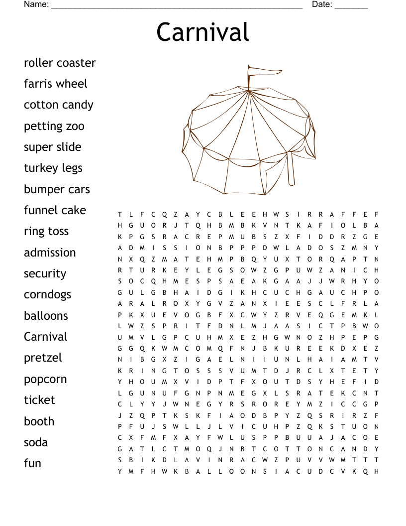 Carnival Word Search WordMint Carnival Word Search WordMint