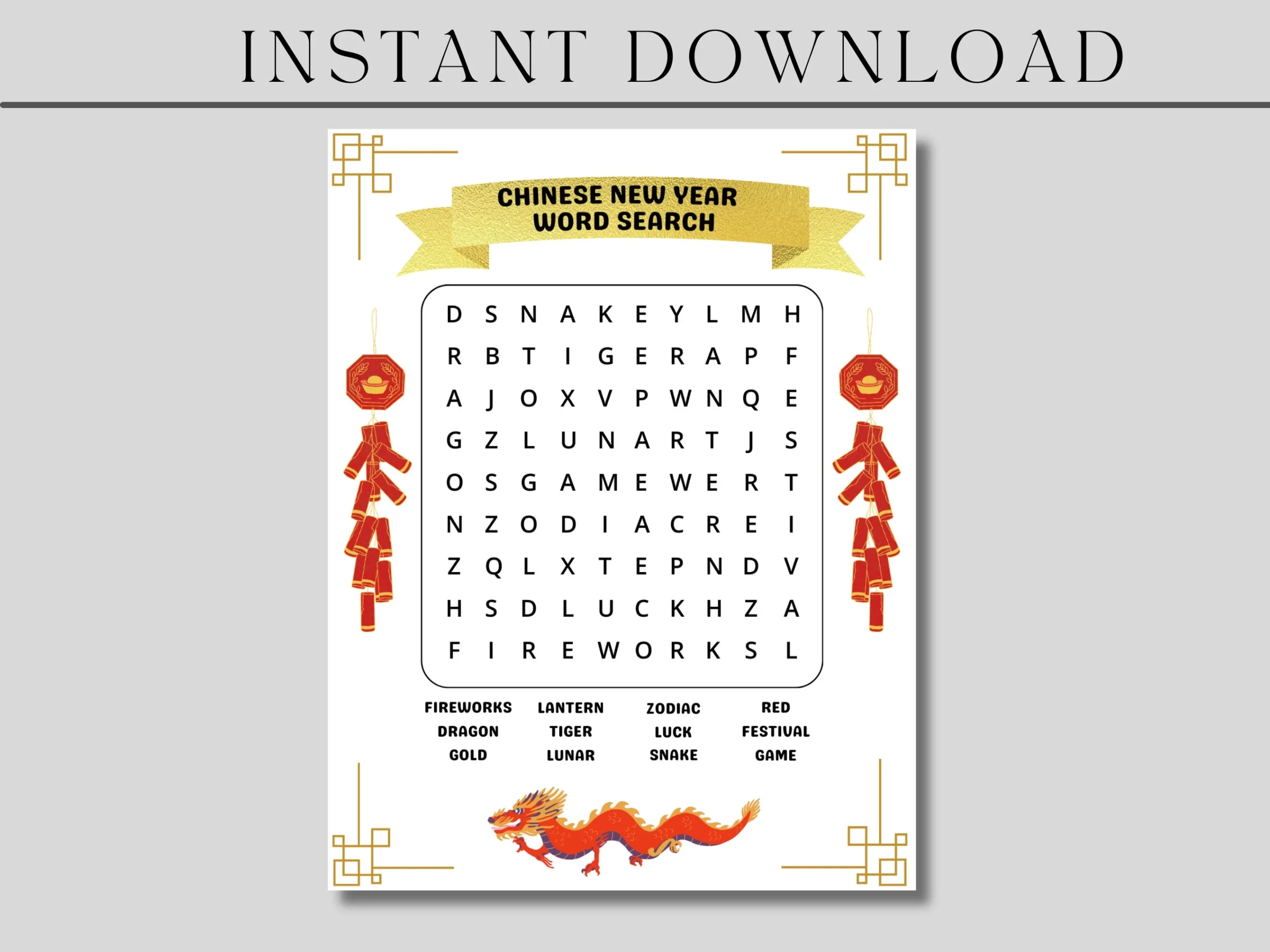 Chinese New Year Word Search Lunar New Year Word Search Chinese New Year Word Search Lunar New Year Word Search