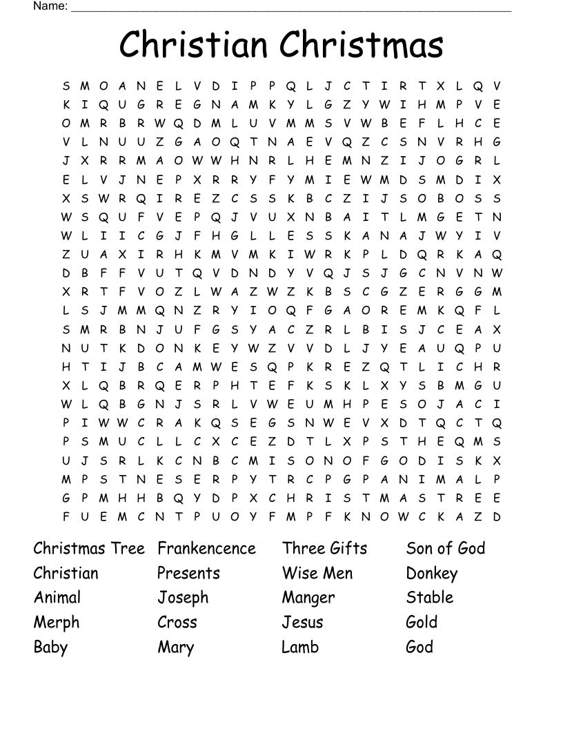 Christian Christmas Word Search WordMint Christian Christmas Word Search WordMint