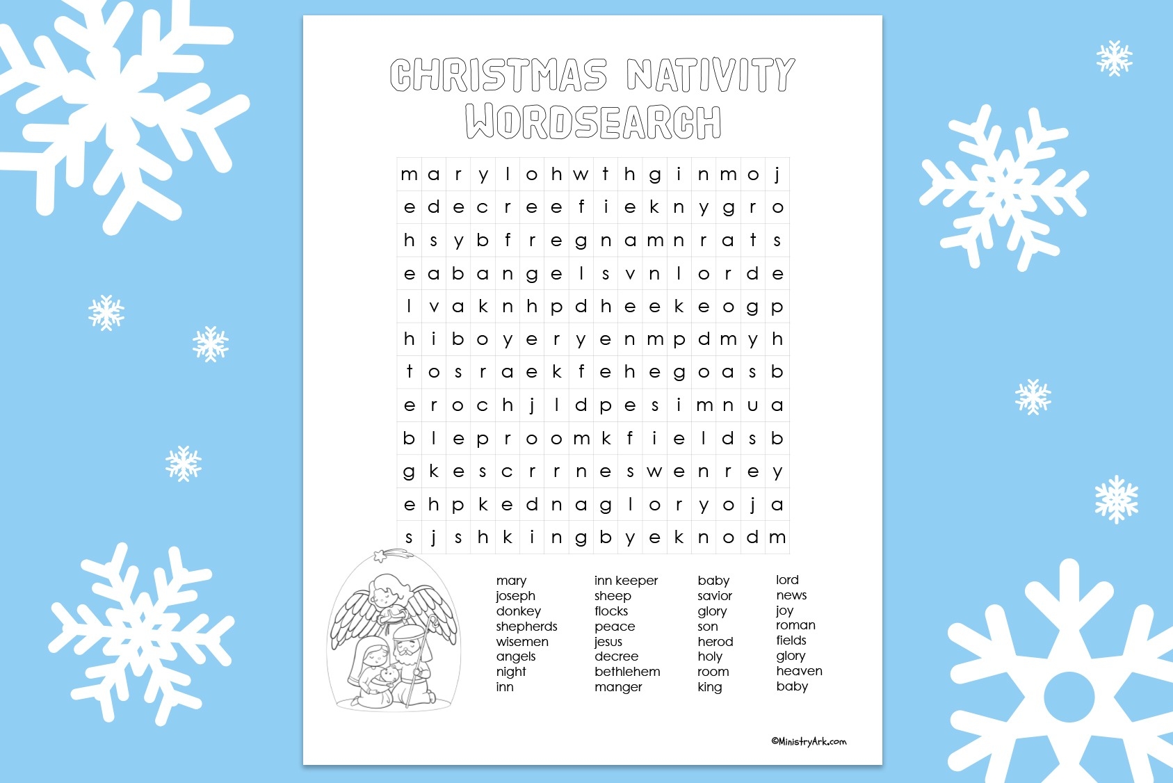 Christmas Nativity Wordsearch Printable MinistryArk Christmas Nativity Wordsearch Printable MinistryArk