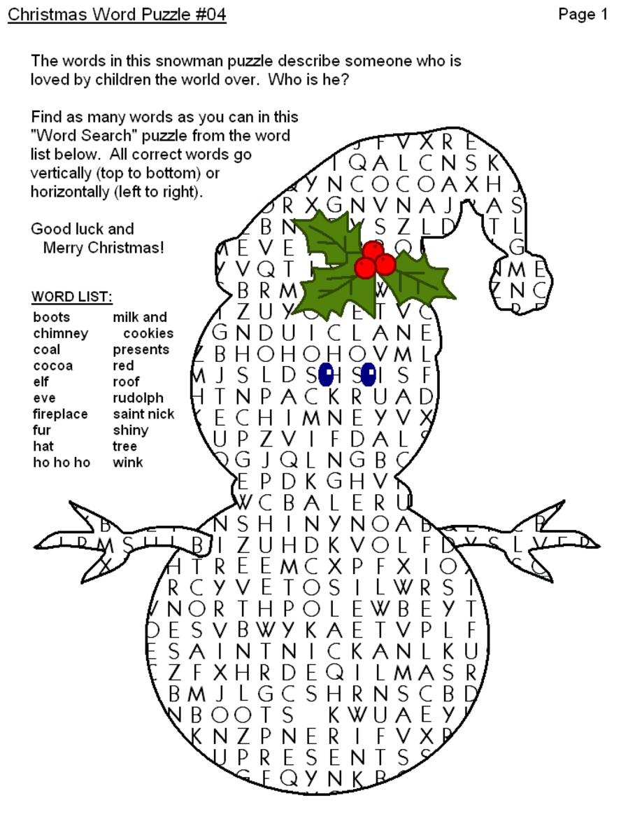 Christmas Word Puzzle Word Search Printables HubPages Christmas Word Puzzle Word Search Printables HubPages