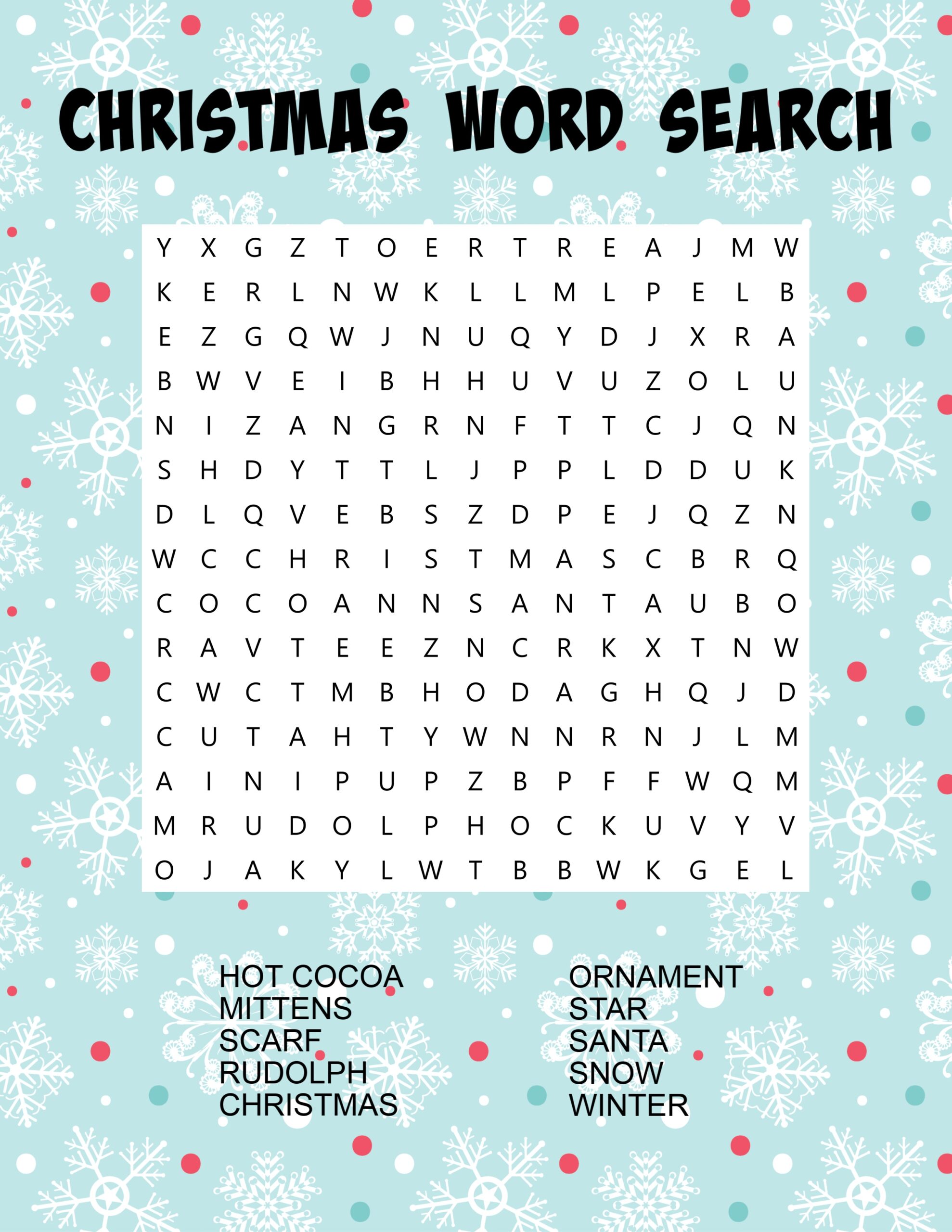 Christmas Word Search Free Printable Fun For Kids My Uncommon 