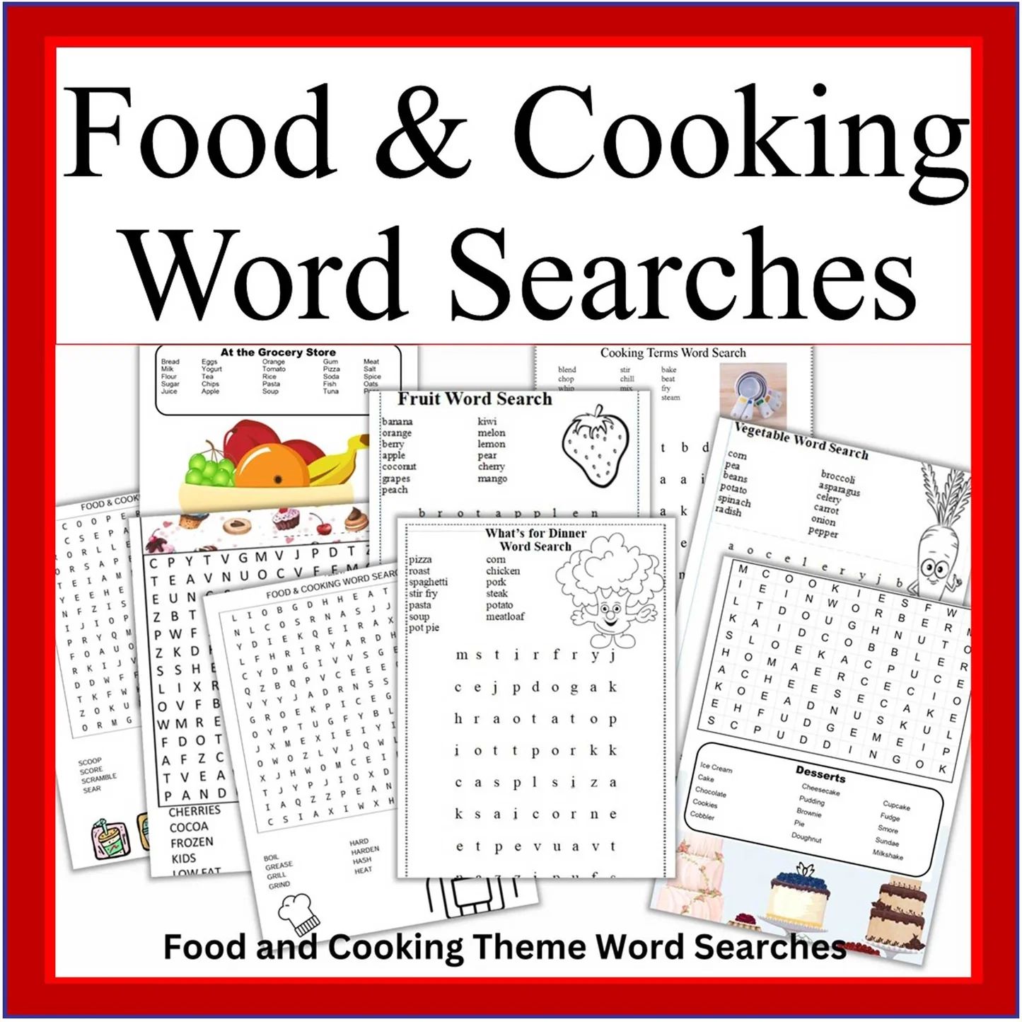 Cooking And Food Theme Word Searches 52 Fun Puzzles For Kids Digital D Kids Cooking Activities Cooking And Food Theme Word Searches 52 Fun Puzzles For Kids Digital D Kids Cooking Activities