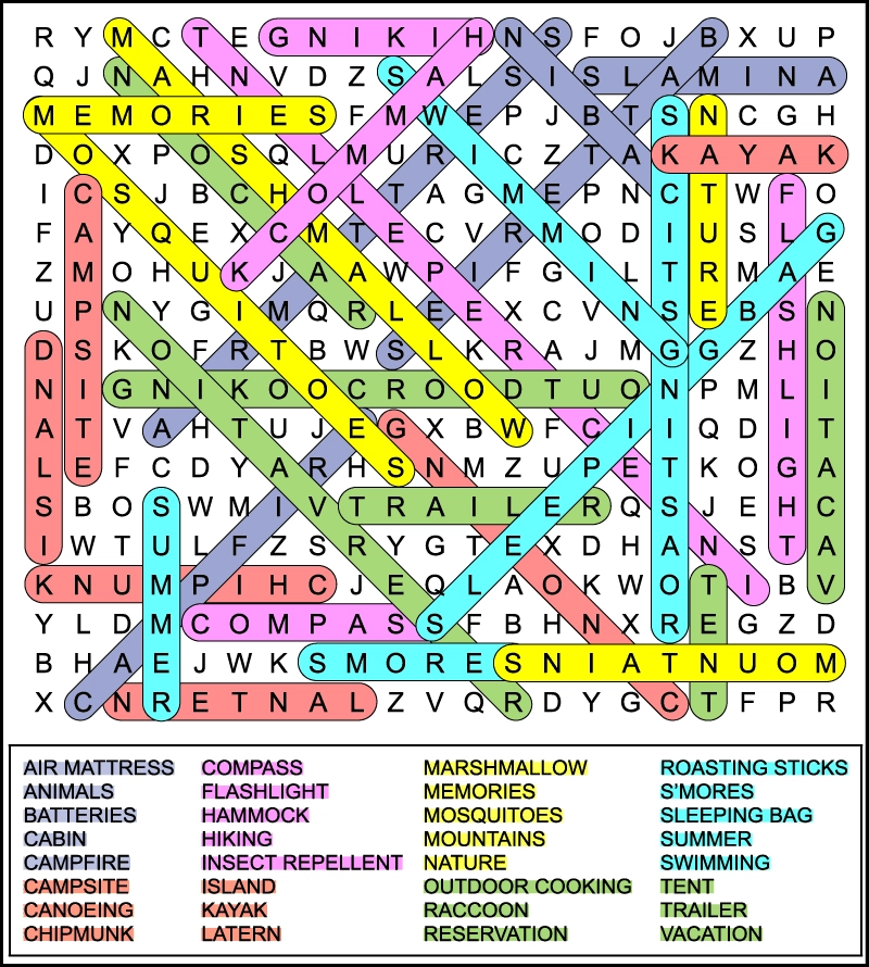 Difficult Camping Word Search Tree Valley Academy Difficult Camping Word Search Tree Valley Academy
