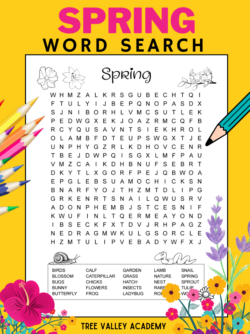 Difficult Spring Word Search Puzzle For Kids Free Printable Difficult Spring Word Search Puzzle For Kids Free Printable