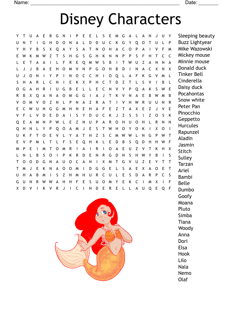 Disney Princess Word Search WordMint Disney Princess Word Search WordMint
