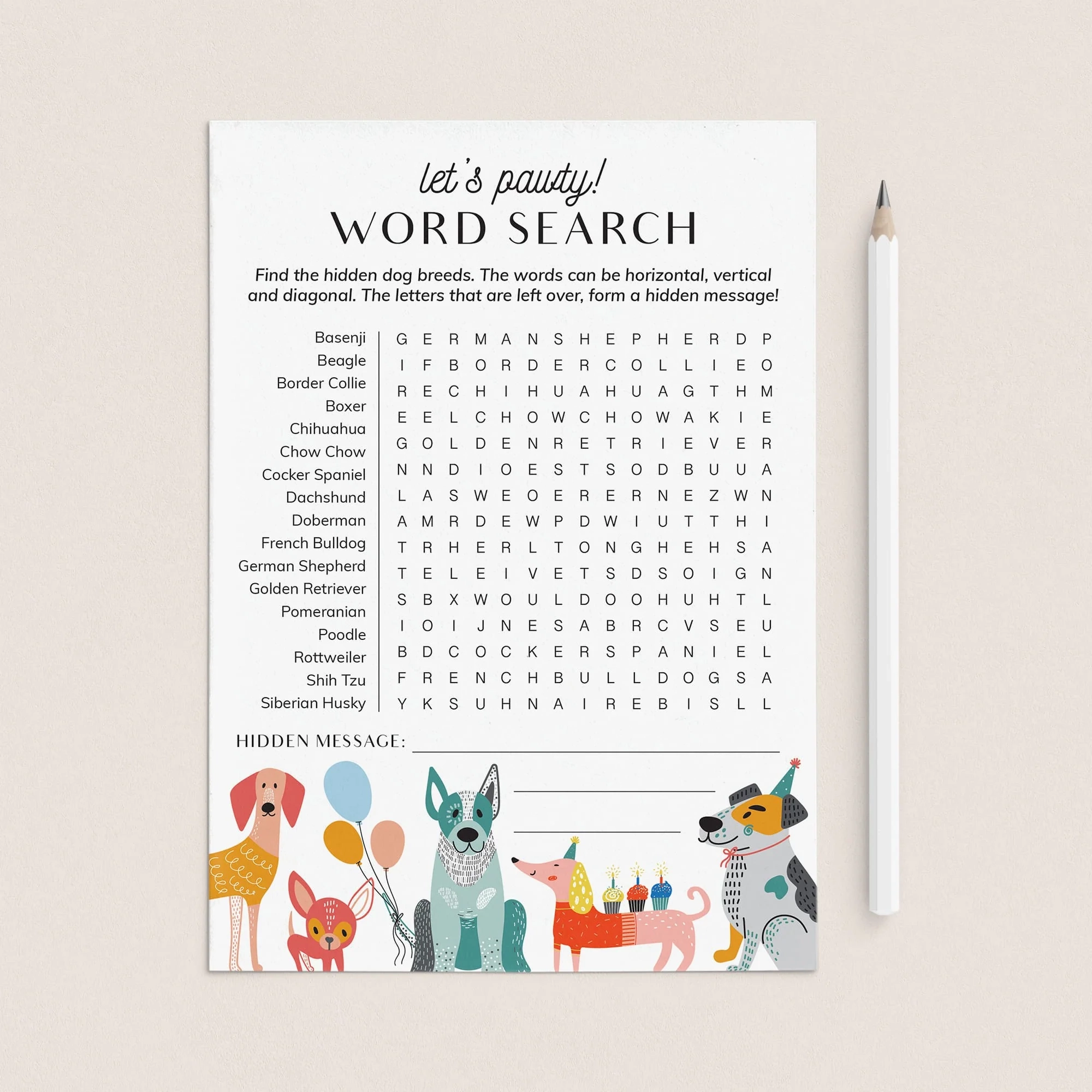 Dog Breed Word Search With Answer Key Printable Dog Breed Word Search With Answer Key Printable