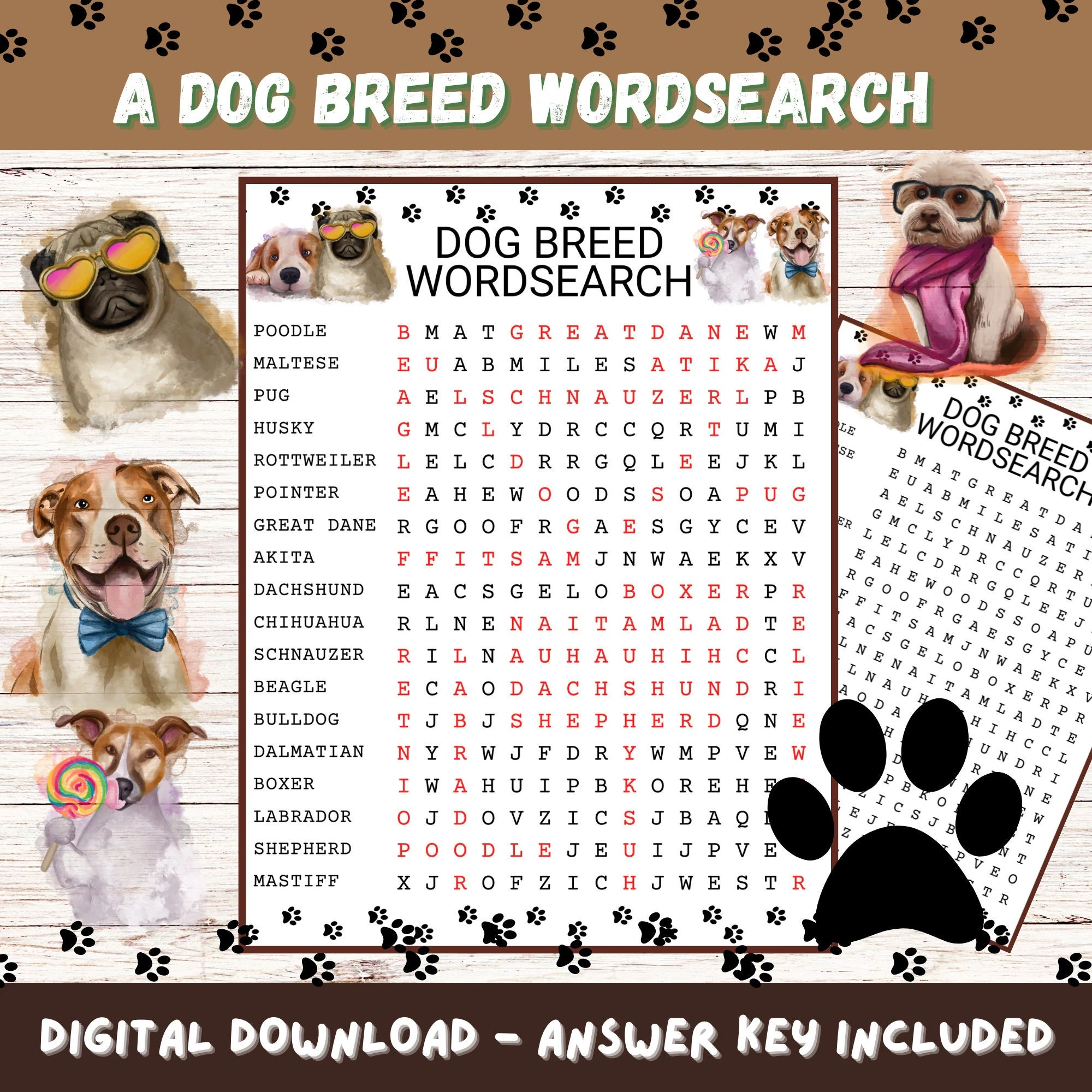 Dog Breed Word Search Printable Dog Breed Word Search Printable