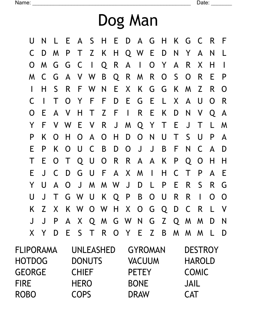 Dog Man Word Search WordMint Dog Man Word Search WordMint