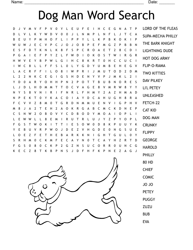 Dog Man Word Search WordMint Dog Man Word Search WordMint