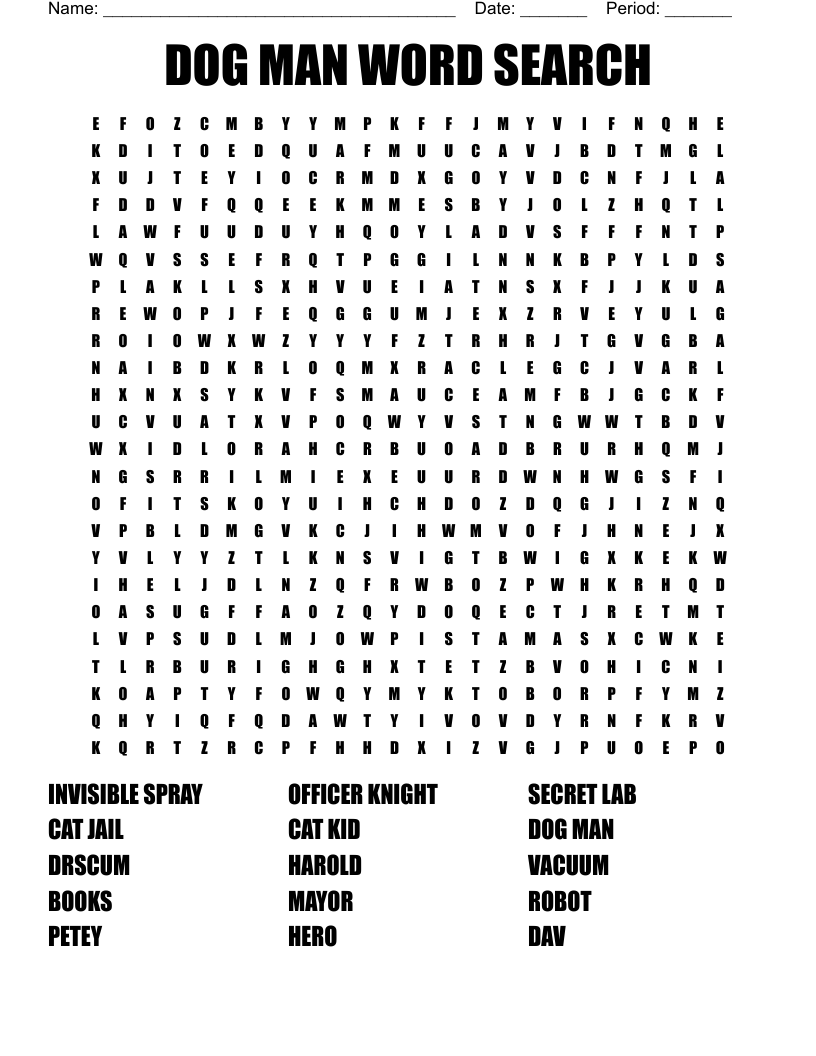 DOG MAN WORD SEARCH WordMint DOG MAN WORD SEARCH WordMint