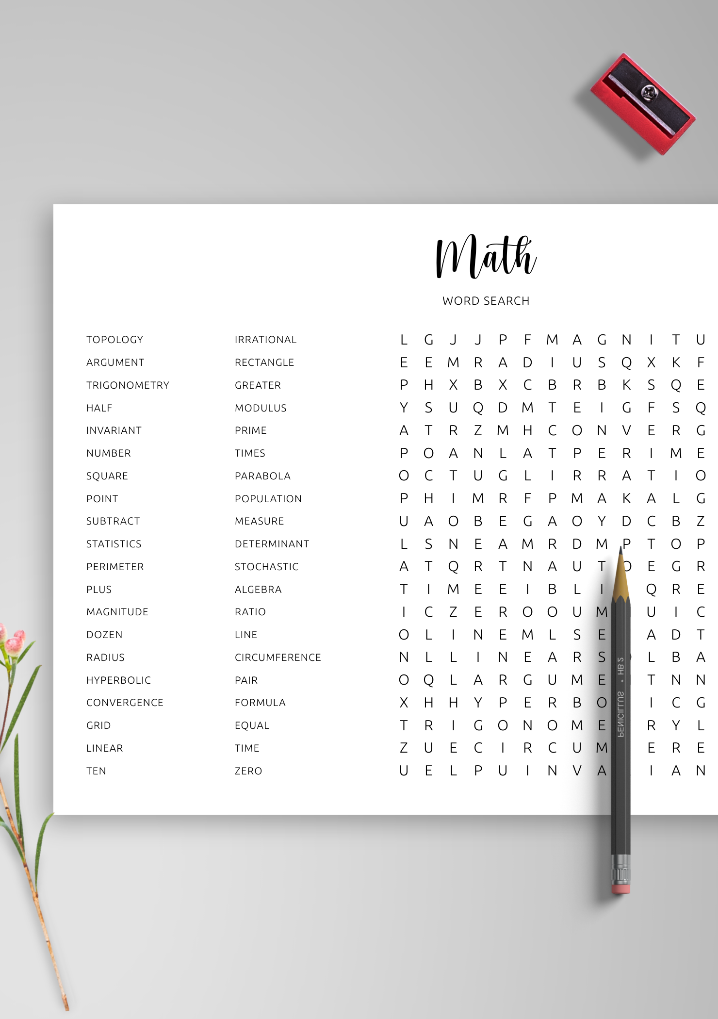 Download Printable Mathematics Word Search In PDF Download Printable Mathematics Word Search In PDF