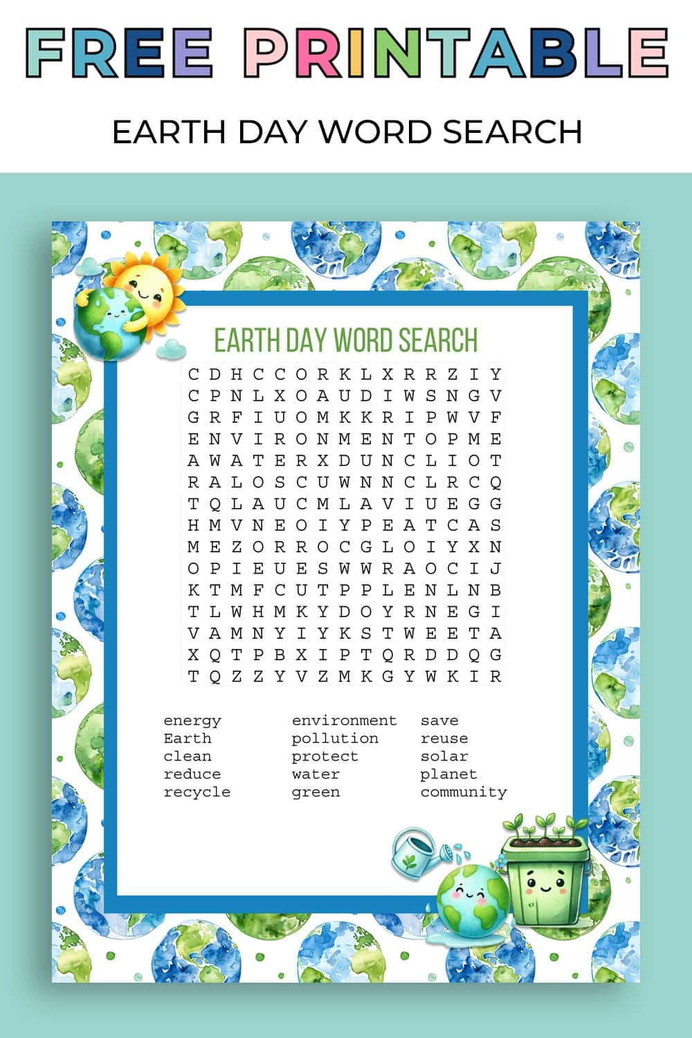 Earth Word Search Printable Earth Word Search Printable