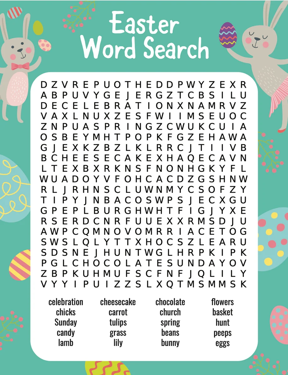 Printable Easter Word Search Free