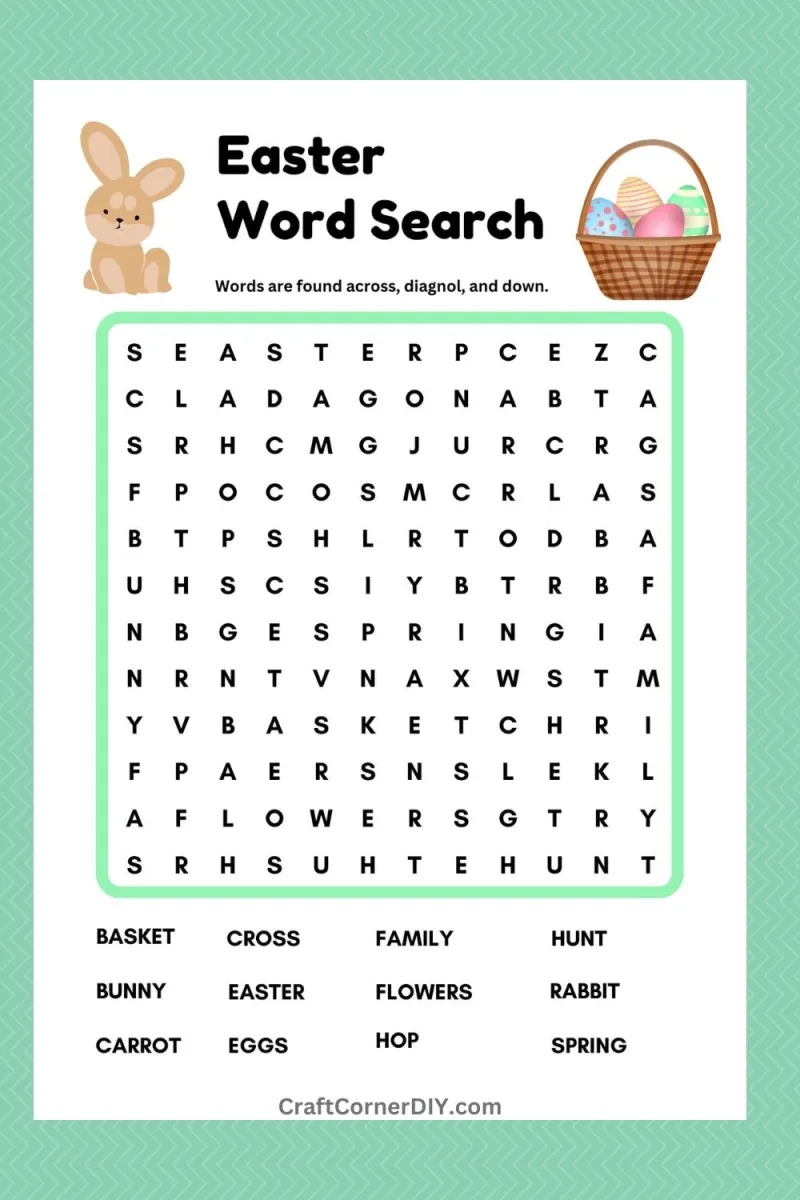 Easter Word Search For Kids Free Printable Craft Corner DIY Easter Word Search For Kids Free Printable Craft Corner DIY