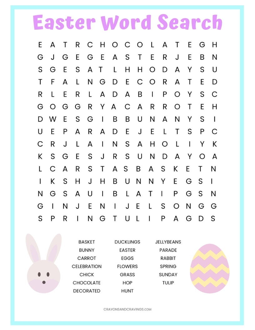 Easter Word Search Printable Worksheet AllFreeHolidayCrafts