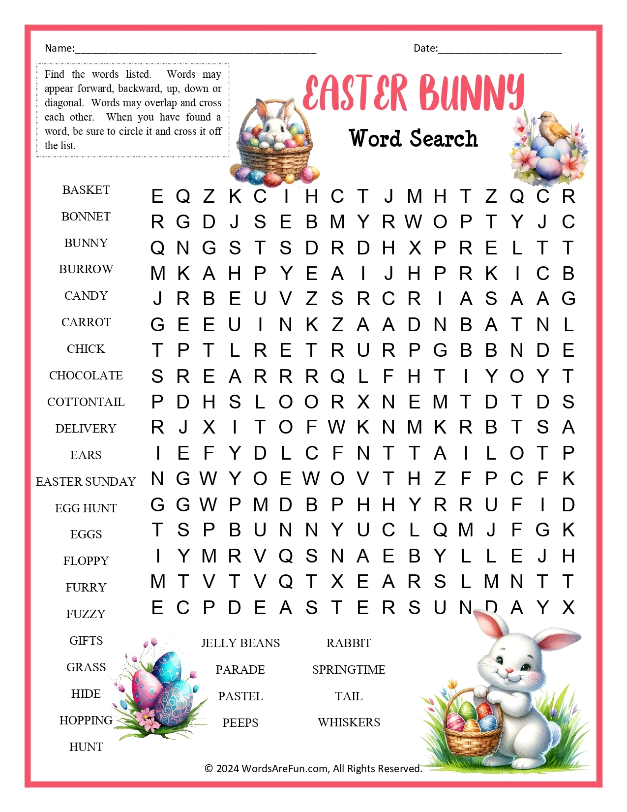 Easter Word Search Puzzles Easter Word Search Puzzles