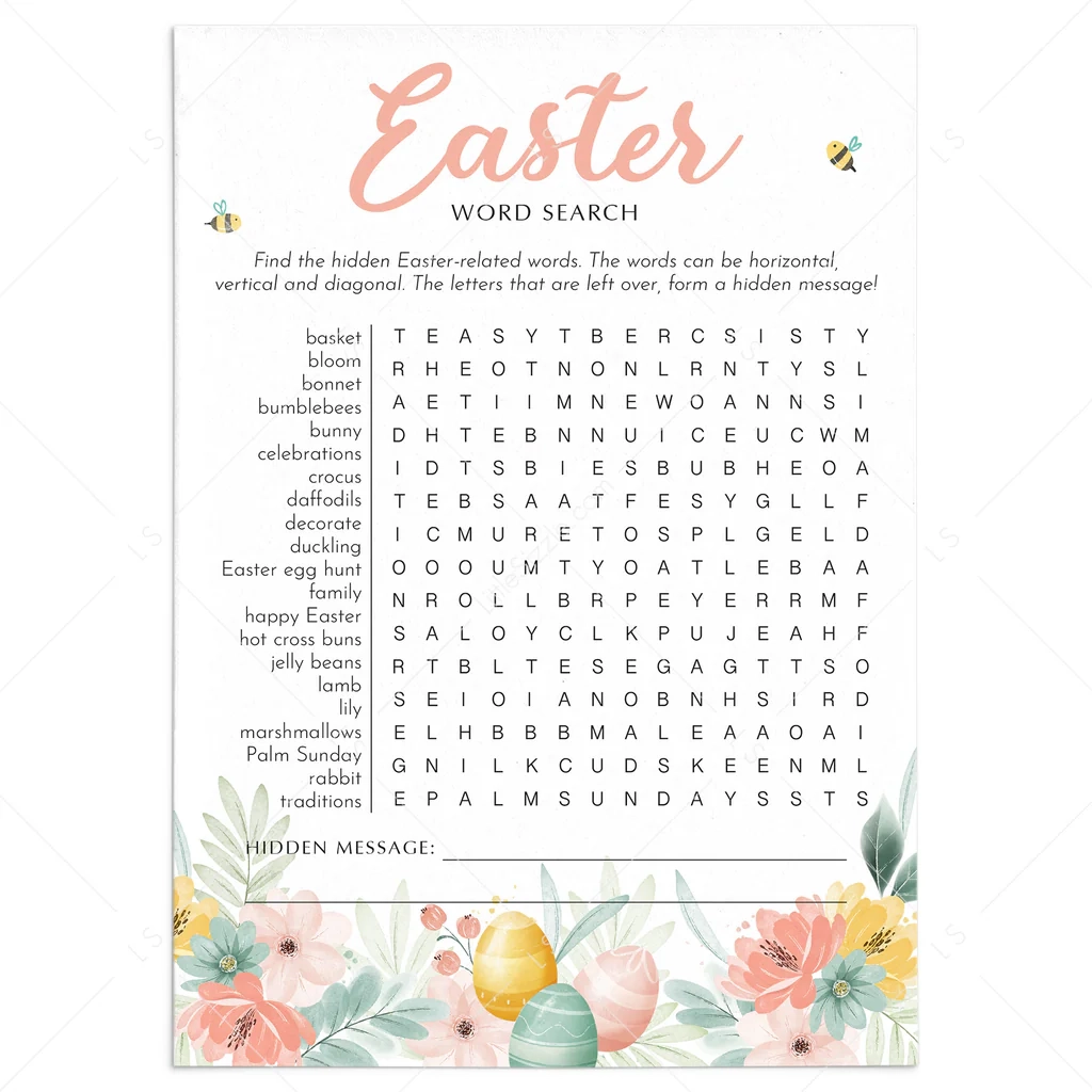 Easter Word Search Free Printable No Download