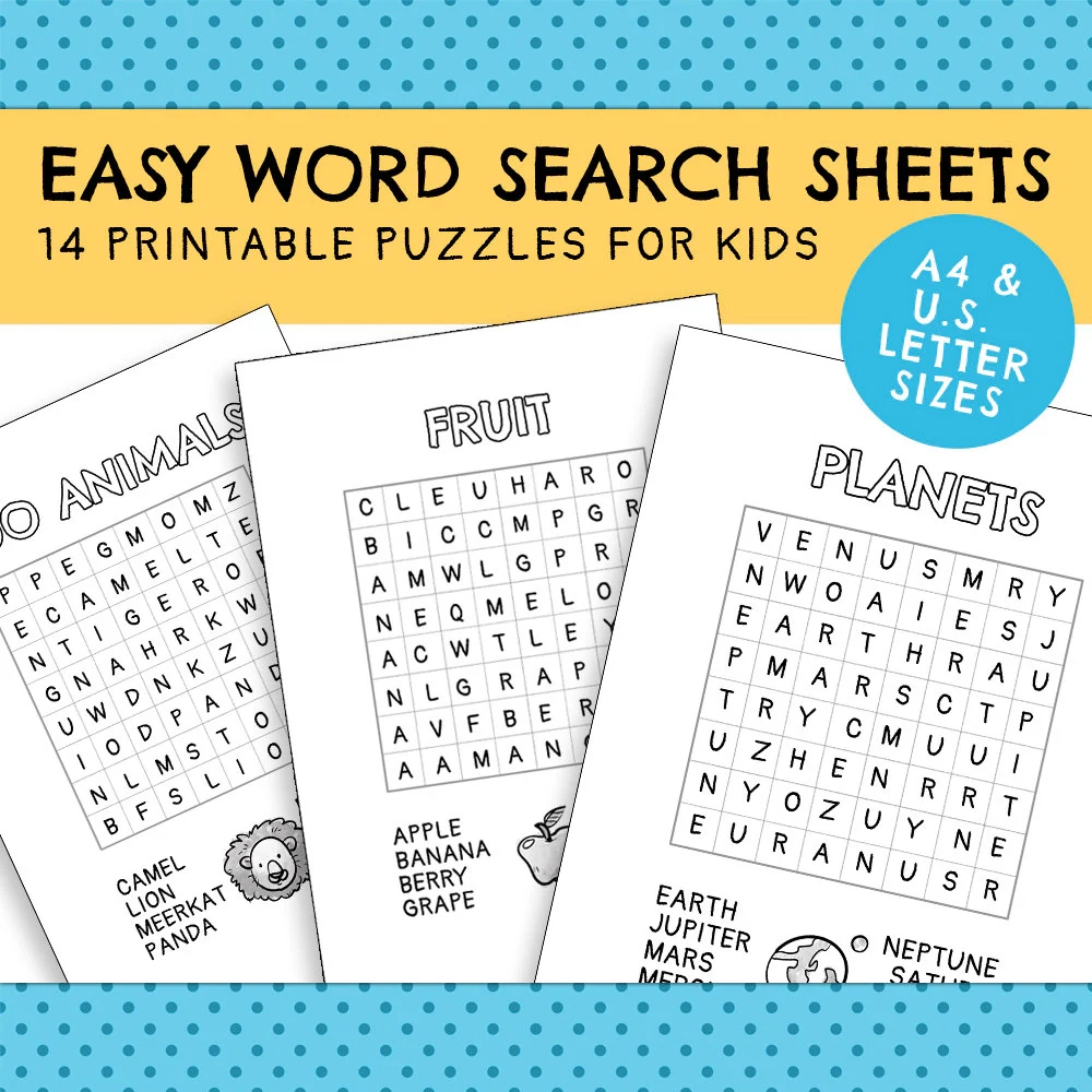 Easy Word Search Sheets For Kids 14 Printable Puzzles Instant Digital Download Children s Activity Bundle Etsy Canada Easy Word Search Sheets For Kids 14 Printable Puzzles Instant Digital Download Children s Activity Bundle Etsy Canada